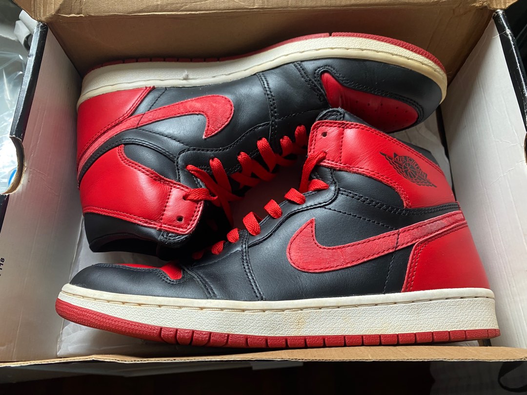 Nike air jordan 1 bred 2001 retro 黑紅 slam dunk 男兒當入樽 櫻木花道 NBA Kobe, 運動