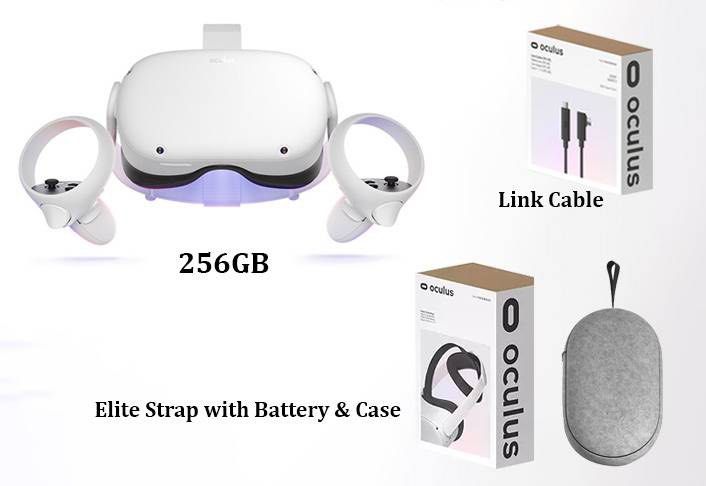 Oculus Quest 2 (256gb) + Elite strap extra battery + case (Meta