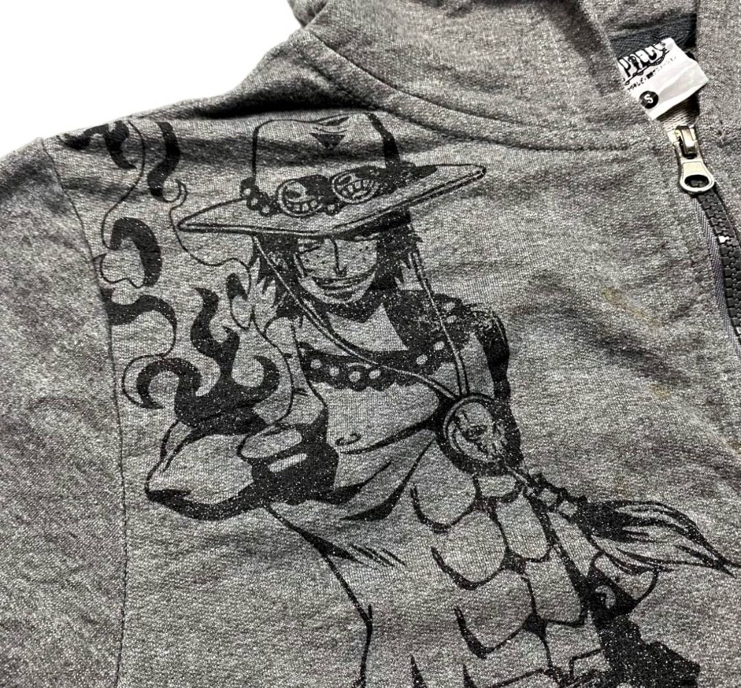 One Piece Official Ace Hoodie Zipper Grey