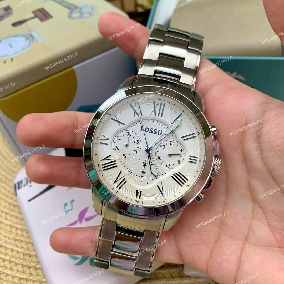 Original Fossil Grant Chronograph White Dial Stainless Steel Watch Men original-fossil-grant-chronograph-white-dial-stainless-steel-watch-men