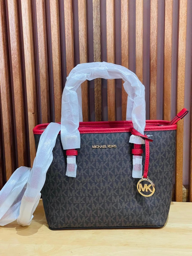 ?ORIGINAL MICHAEL KORS JET SET XS CARRYALL BROWN RED, Luxury, Bags &  Wallets on Carousell