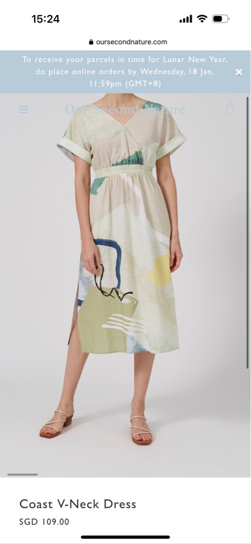 OSN Coast V-Neck Dress in Beige Size S, Women's Fashion, Dresses u0026 Sets,  Dresses on Carousell