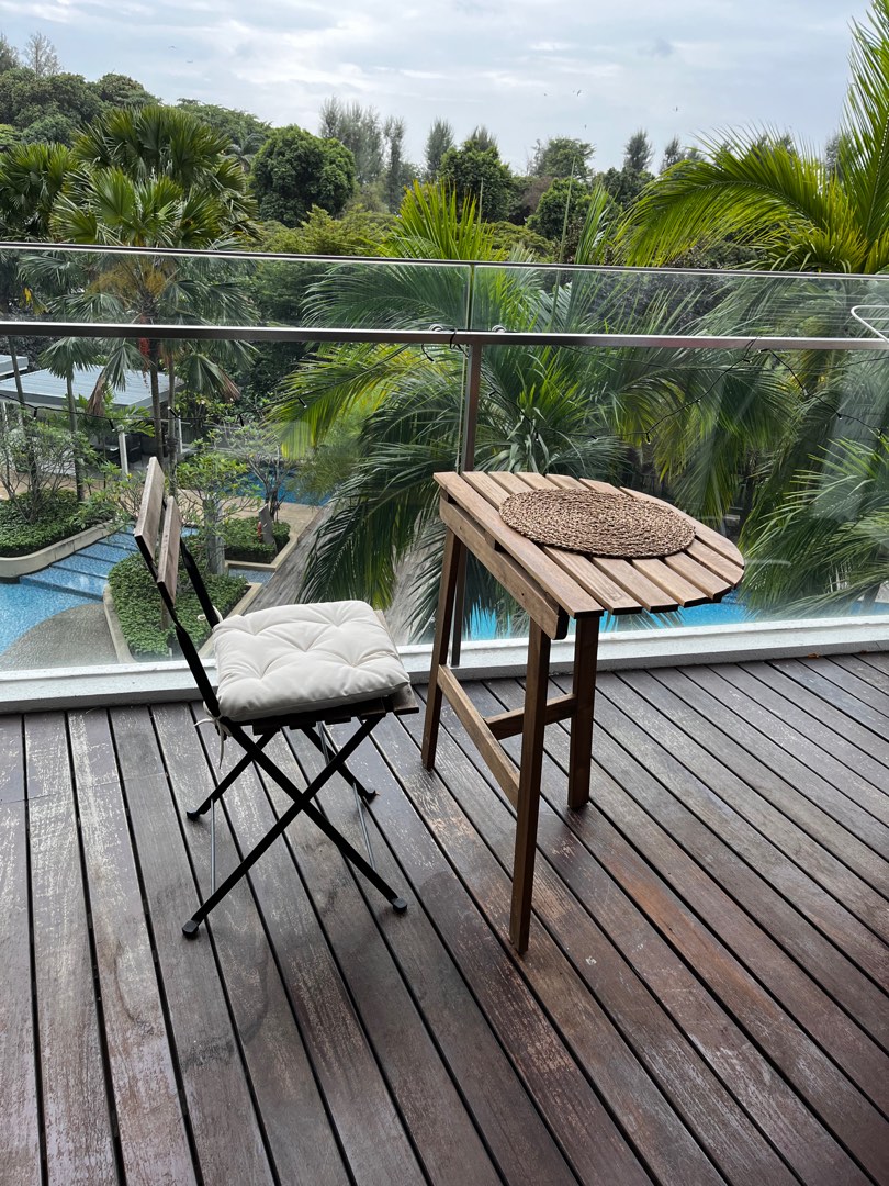 Ikea Outdoor table and chair with cushion, Furniture & Home Living