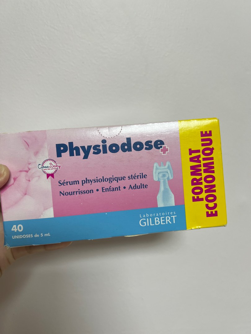 Physiodose French physiological Saline 40 tubes - From newborn ( Nacl ),  Babies & Kids, Bathing & Changing, Other Baby Bathing & Changing Needs on  Carousell