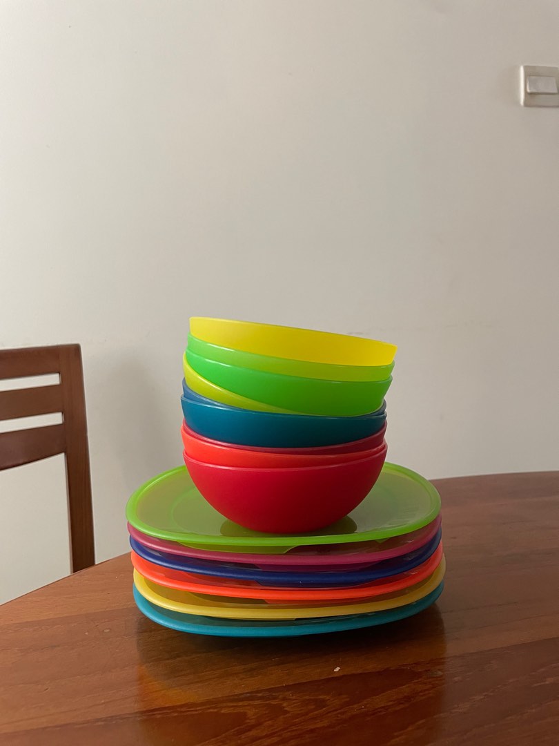 Plastic IKEA bowls and plates, Furniture & Home Living, Kitchenware