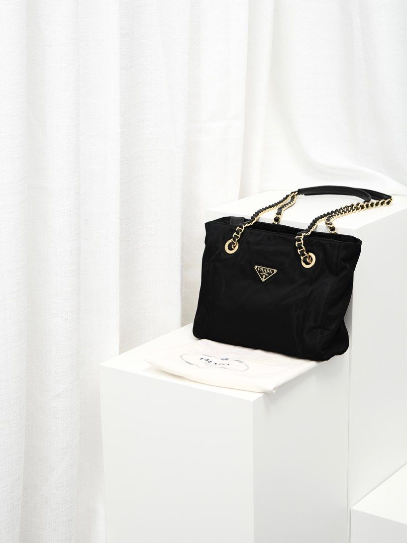 Prada 24cm Black Parachute Tote with Dust Bag