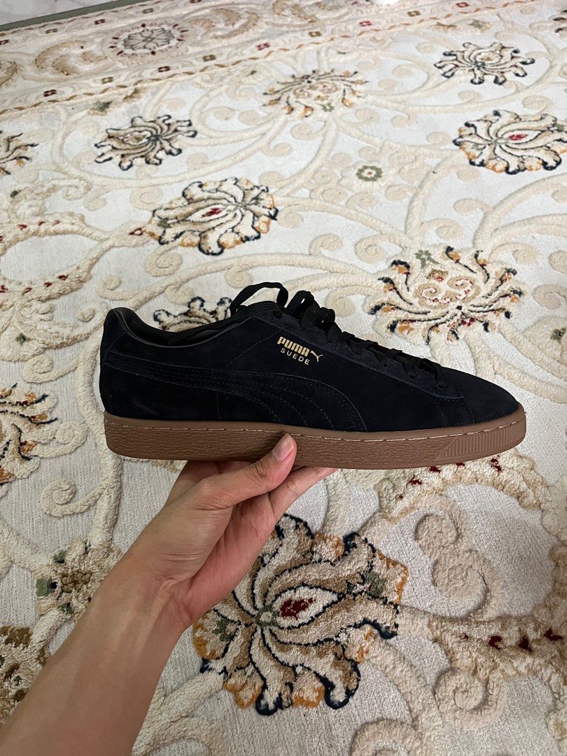 Puma black suede gum trainers store