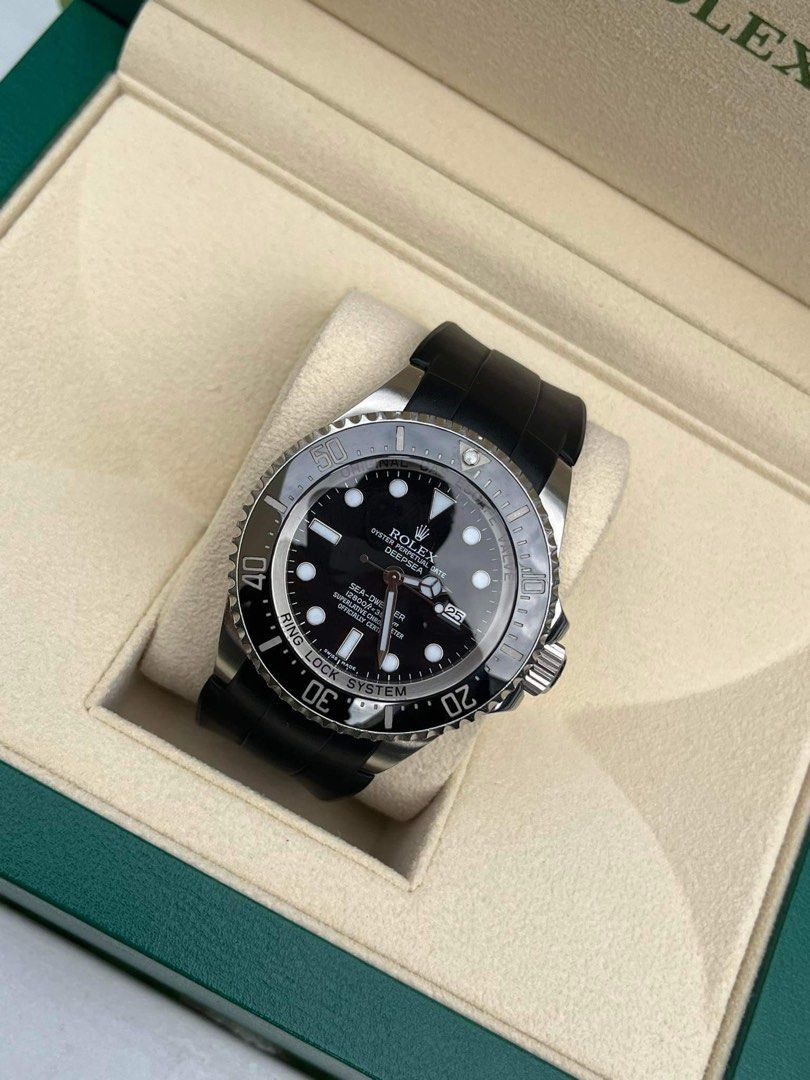 Rolex 2008 Deepsea Seadweller (Category: Luxury Watches) located in Pasig City. Submitted by Watchaholics (Listing ID 1208845872, Image 1). Description: Rolex Deepsea Seadweller 2008 model Ref 116660 44mm Cal 3135 Rubber B strap Rnr Authentication Papers 9.3/10 For 530k .