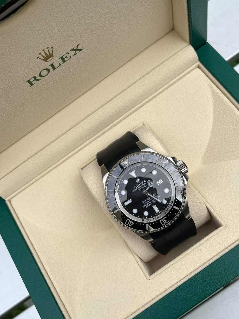 Rolex 2008 Deepsea Seadweller (Category: Luxury Watches) located in Pasig City. Submitted by Watchaholics (Listing ID 1208845872, Image 2). Description: Rolex Deepsea Seadweller 2008 model Ref 116660 44mm Cal 3135 Rubber B strap Rnr Authentication Papers 9.3/10 For 530k .