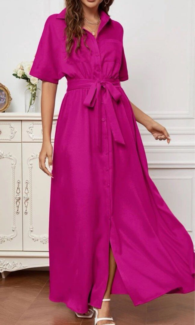 Shein shirt maxi dress online