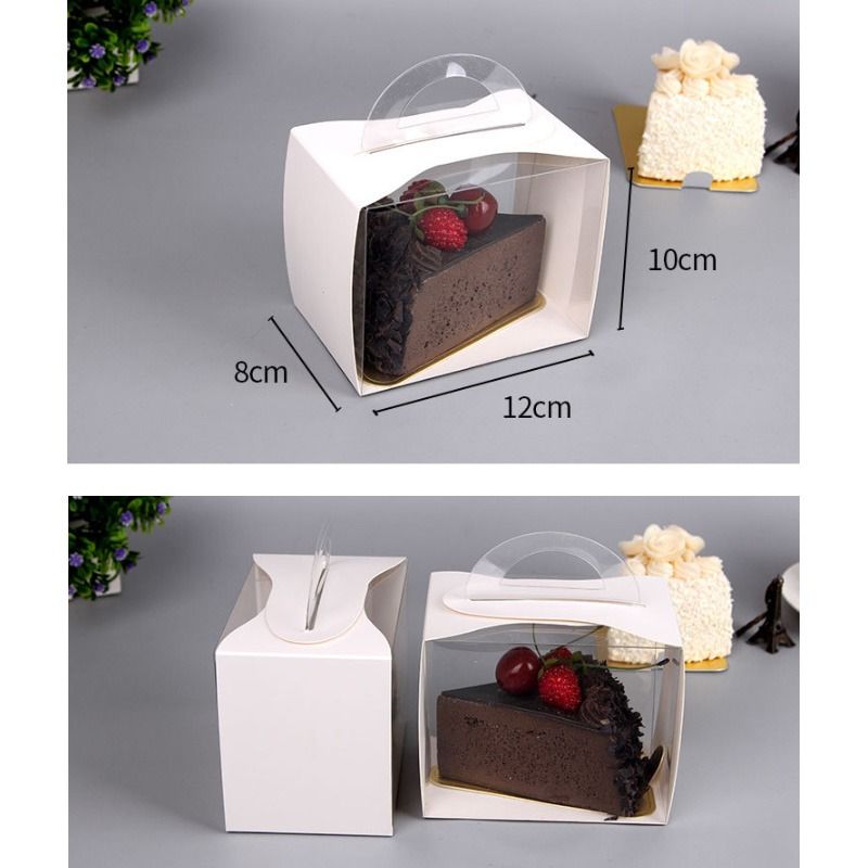 Single cake / slice cake box clear transparent one piece takeaway cake