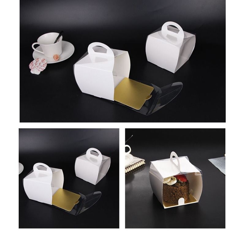 Single cake / slice cake box clear transparent one piece takeaway cake