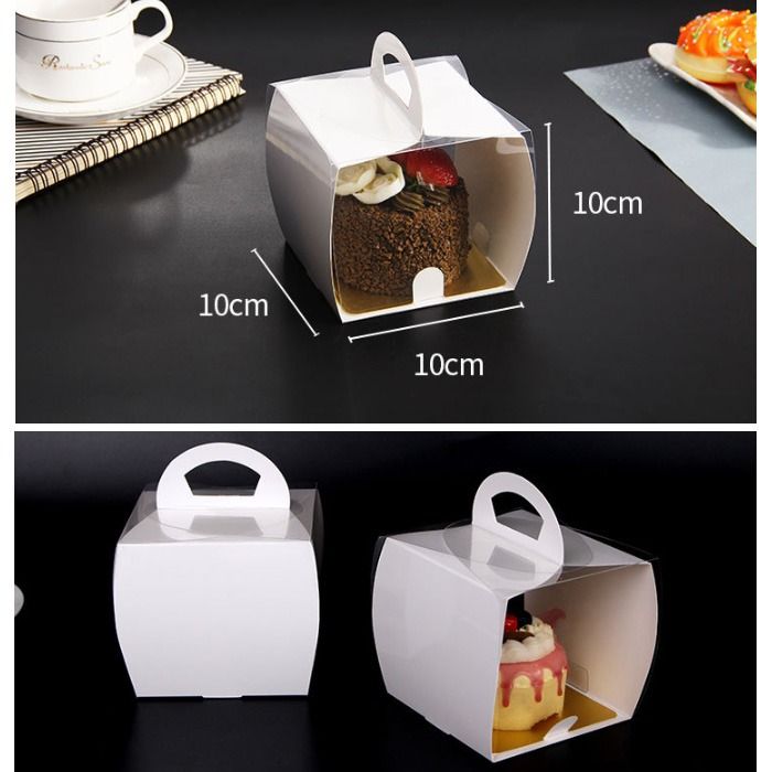 Single cake / slice cake box clear transparent one piece takeaway cake