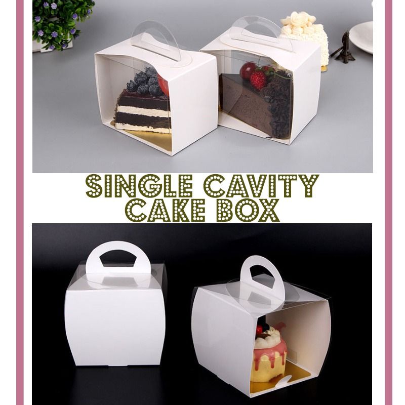 Single cake / slice cake box clear transparent one piece takeaway cake