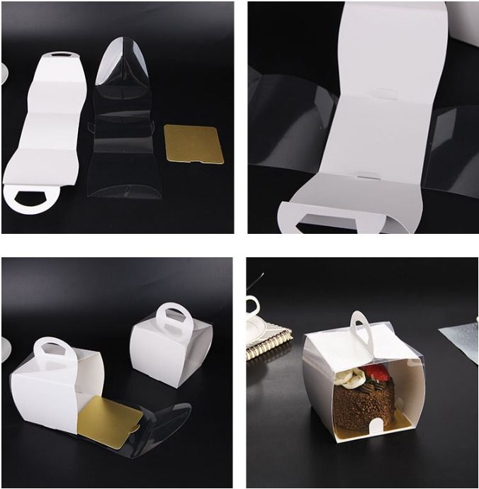 Single cake / slice cake box clear transparent one piece takeaway cake