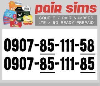 SMART PAIR / Couple Numbers Vanity Sim Cards Special Numbers