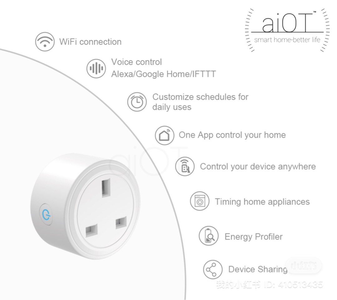Smart WiFi plug socket control support smart hub, TV & Home Appliances