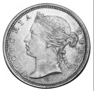 SUPER RARE STRAITS SETTLEMENTS QUEEN VICTORIA MALAYA BOCOC TEN CENTS 1896 SILVER COIN
