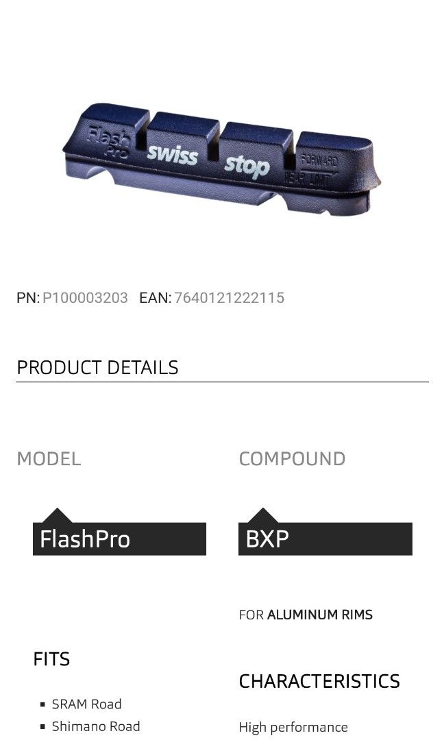swissstop flash pro alloy rim brake blocks