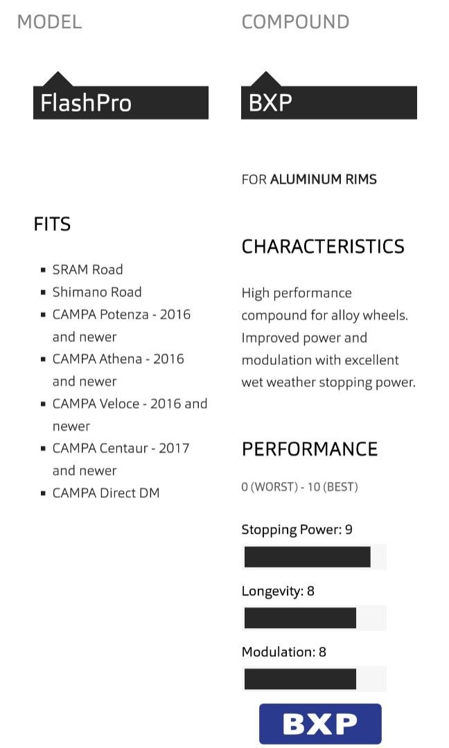swissstop flash pro bxp alloy rim brake pads