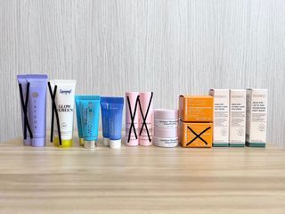 Tatcha / Supergoop! / Glamglow / Dr Jart / Glow Recipe / Drunk Elephant / Ole Henriksen / Biossance skincare samples