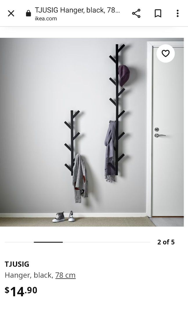 TJUSIR Ikea Hanger Black 78cm Furniture Home Living Home Improvement Organisation Hooks Hangers on Carousell