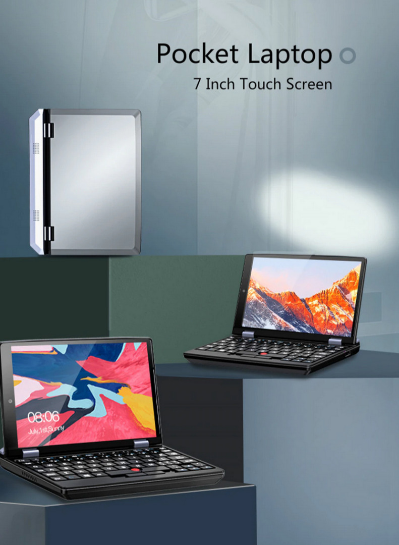 TOPOSH 7 inch Mini Laptop Intel J4125 J4105 12G 1TB SSD Office Portable