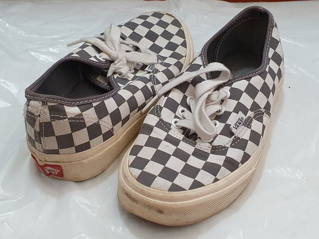 Vans Checkered Trainers Grey White UK4 EU 37 Women s Fashion