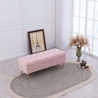 Velvet pink storage Bench ottoman , updated colours