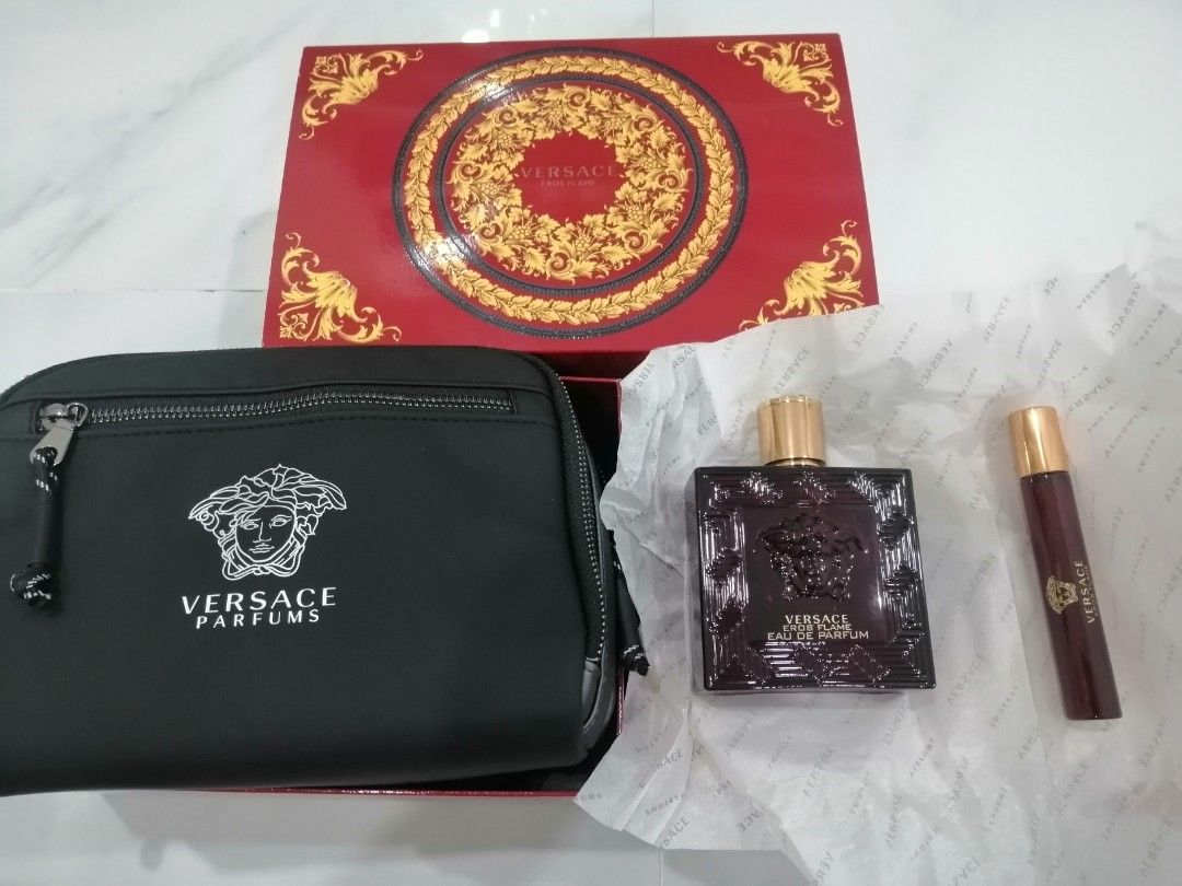 Amazon.com : Versace Versace Eros Men 3.4oz EDP Spray, 0.3oz EDP Spray,  Pouch 3 Pc Gift Set : Beauty & Personal Care