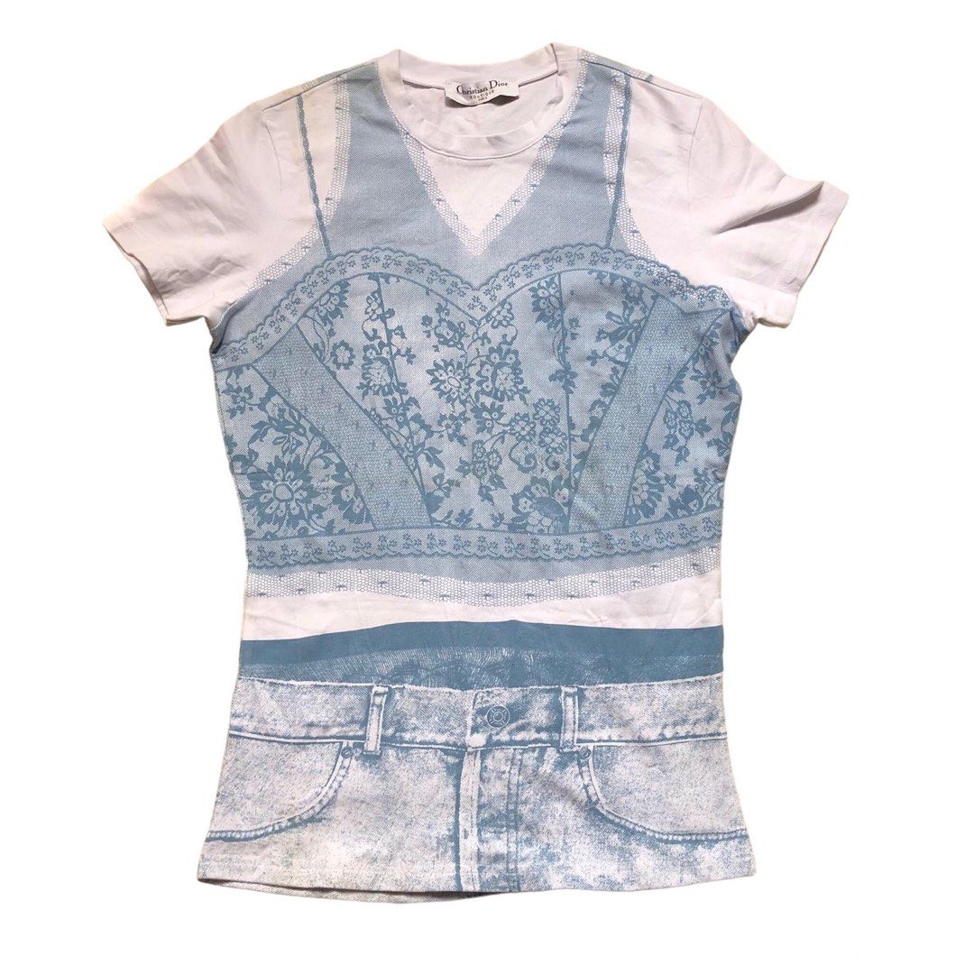 正規輸入元 ヴィンテージ Christian Dior Lace Print T-shirt - トップス