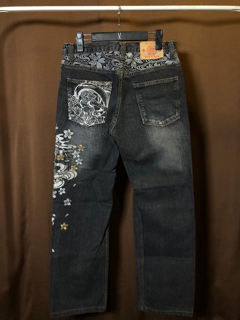 Vintage Embroided Karakuri Japanese designer jeans, Men's Fashion ...
