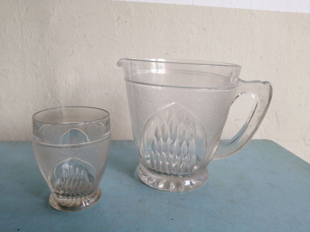 Vintage Glass Jug and Glass 1950s 1960s, Hobbies & Toys, Memorabilia