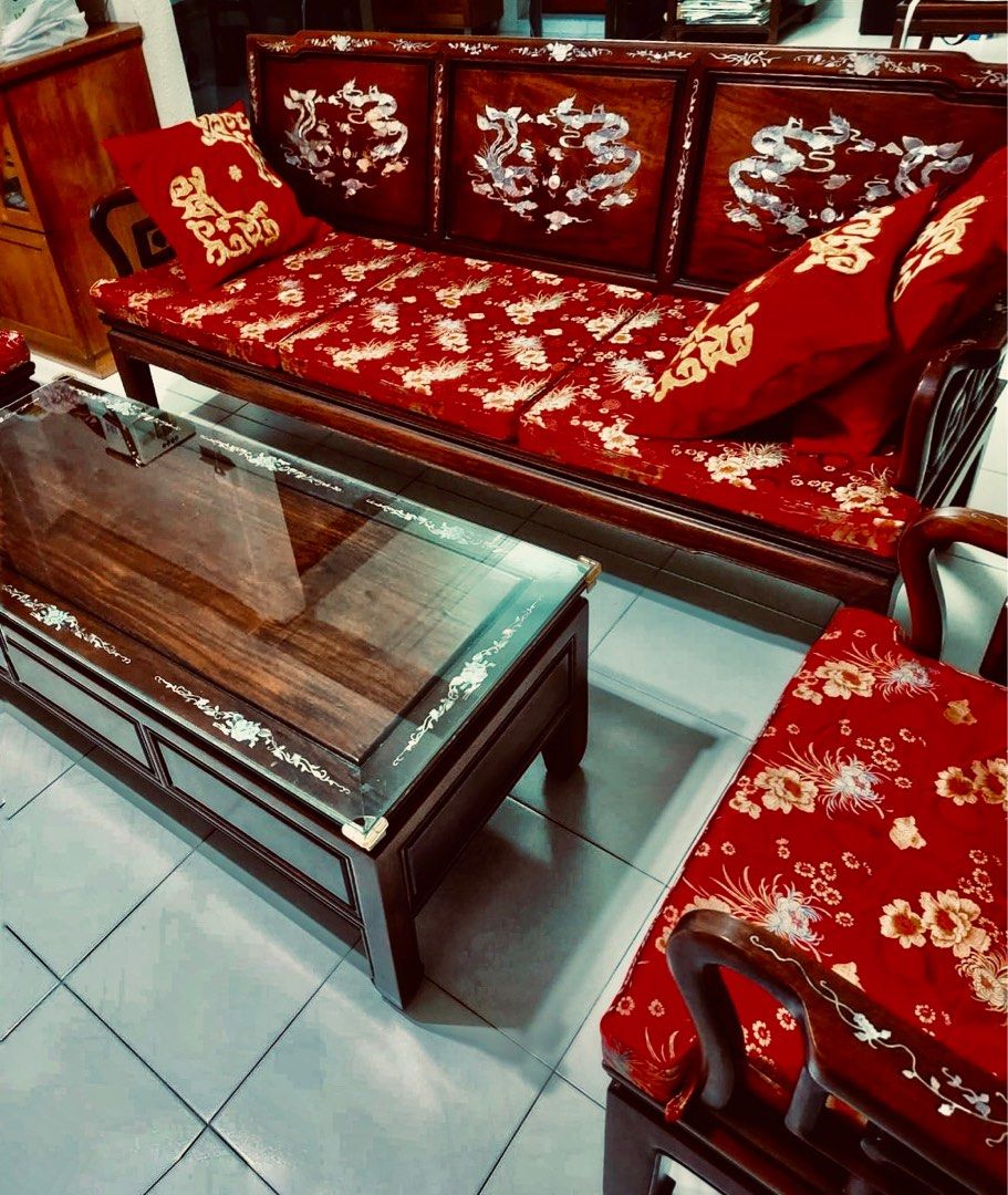 Vintage Rosewood set with Mother of Pearl, Furniture & Home Living