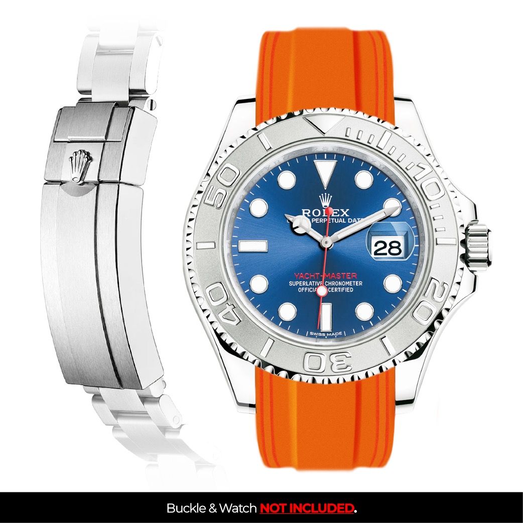 Vulcanised FKM Rubber Strap by Solitaire For Rolex Yacht Master