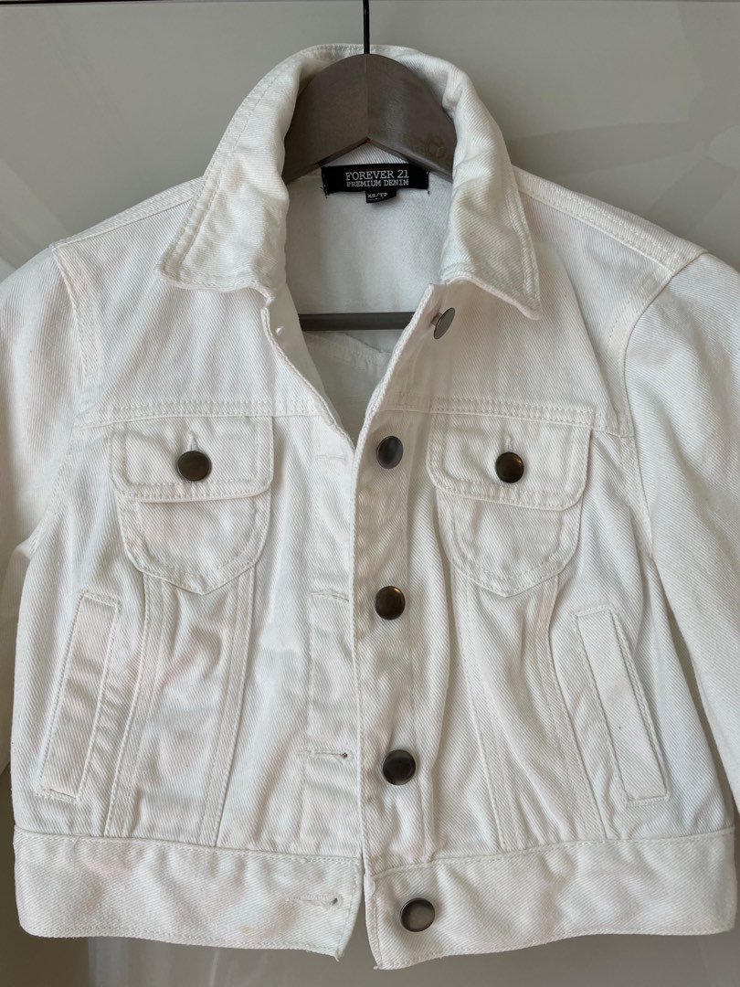 Unisex White Regular Denim Jacket main image 1