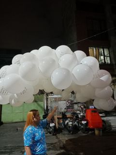 White printed helium flying balloon
