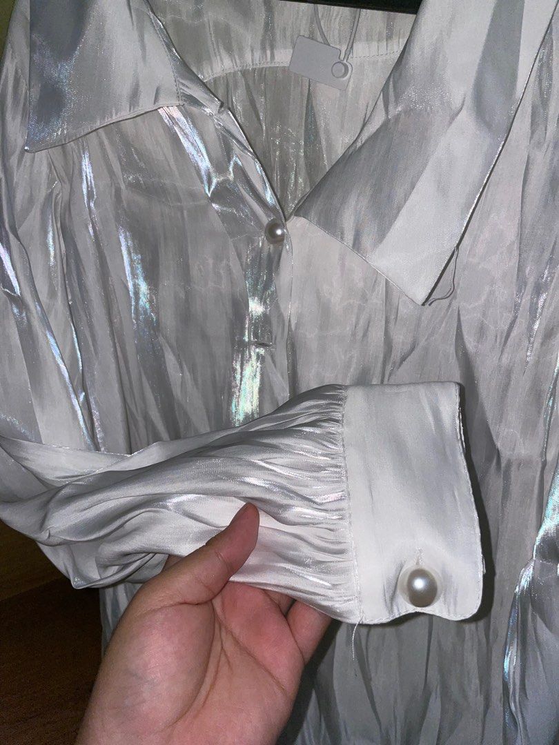 PLUS White Sheer Layered Blouse Pattern main image 0