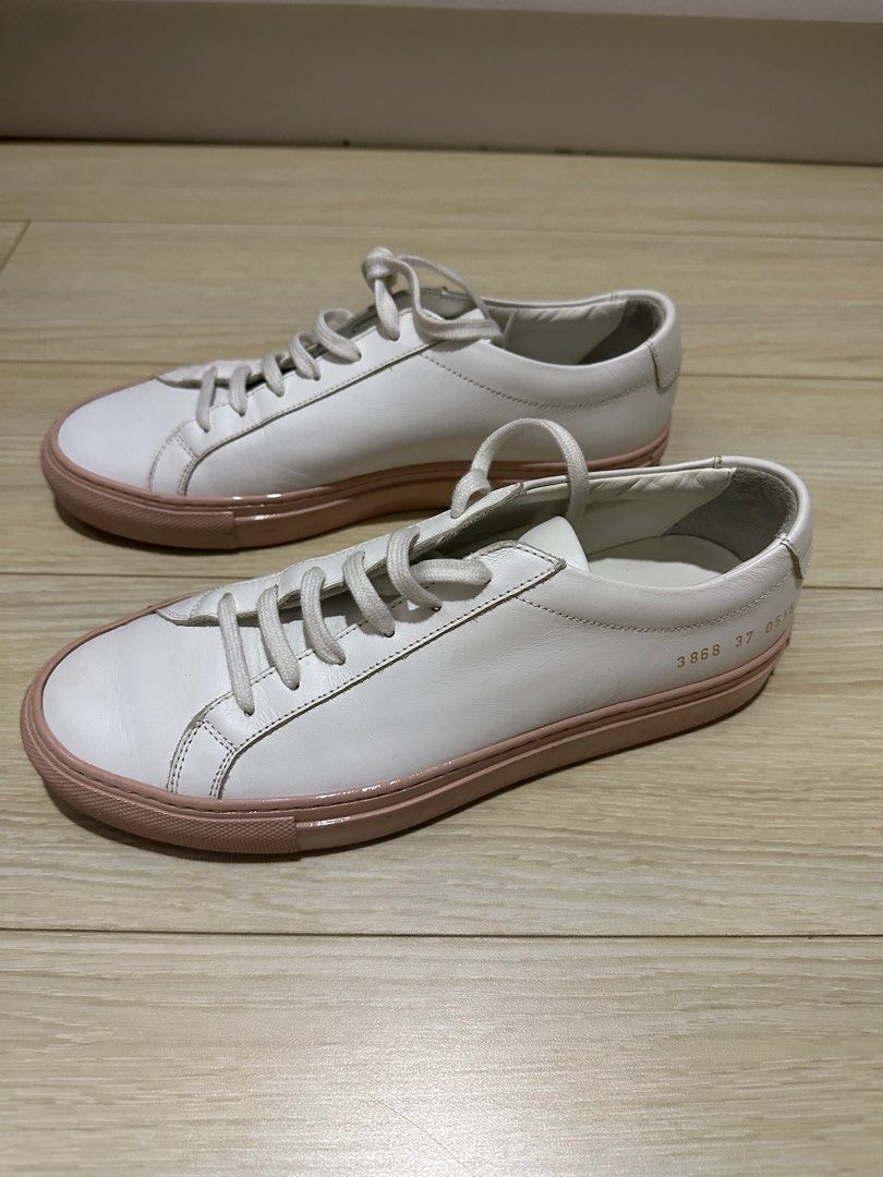 Women by Common Projects Low w Shiny Sole in White Blush
