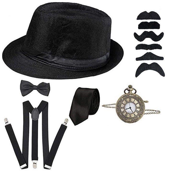 1920S Mens Gatsby Gangster Costume Accessories Set Old Man Costume Grandpa  Accessories Set Cowboy Company Event Dinner & Dance Costume, Men'S Fashion,  Watches & Accessories, Caps & Hats On Carousell