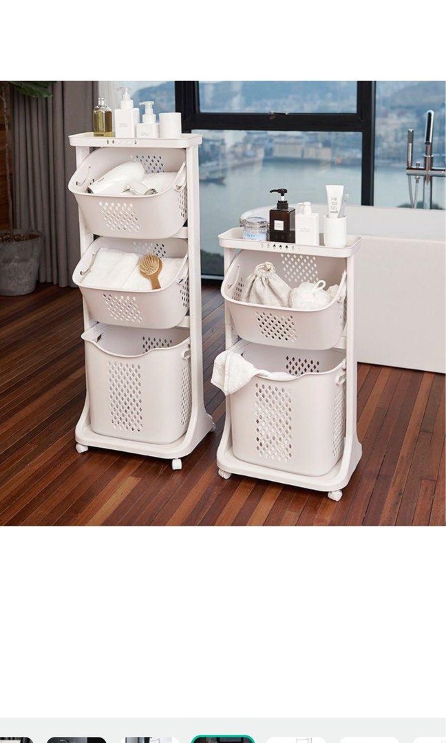 3 Tier Multipurpose Basket/ Laundry Basket Trolley With Wheel / Bathroom Trolley Rack/ Clothes