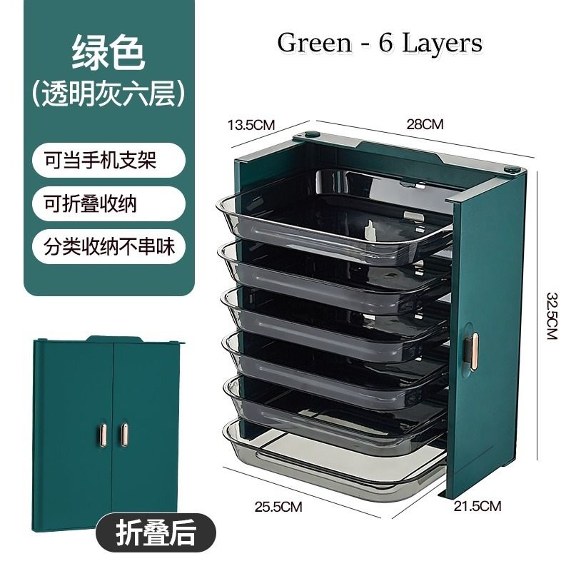 6 Layers Kitchen Preparation Plate Holder Wall Mount Foldable Cooking ...
