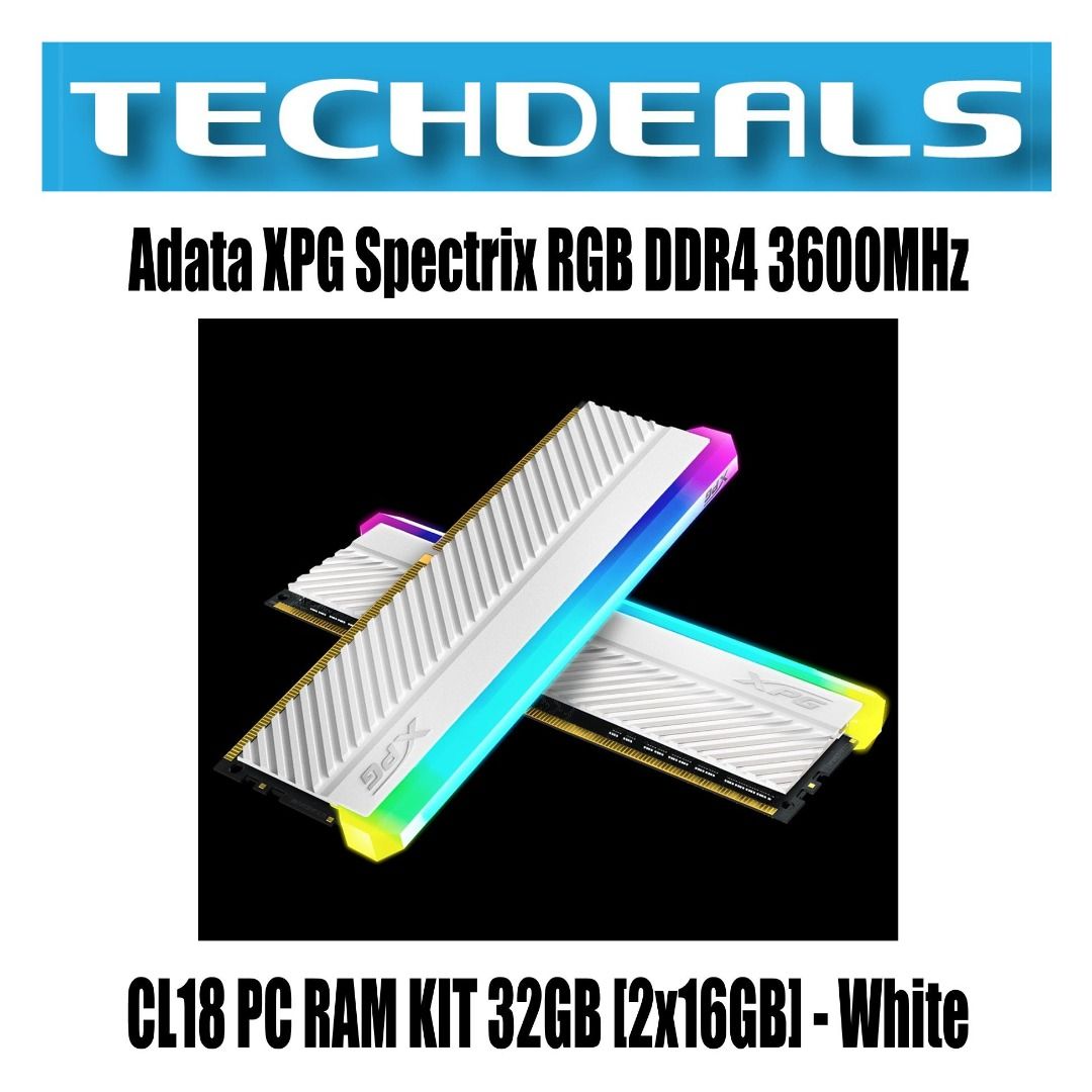 Adata XPG Spectrix RGB D45 DDR4 3600MHz CL18 PC RAM KIT 32GB 2x16GB White