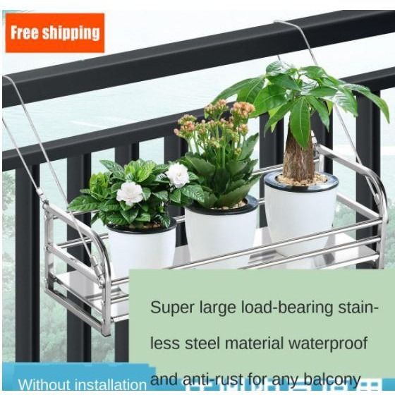 Adjustable Stainless Steel Rack Balcony Railing Flower Rack Hanging ...