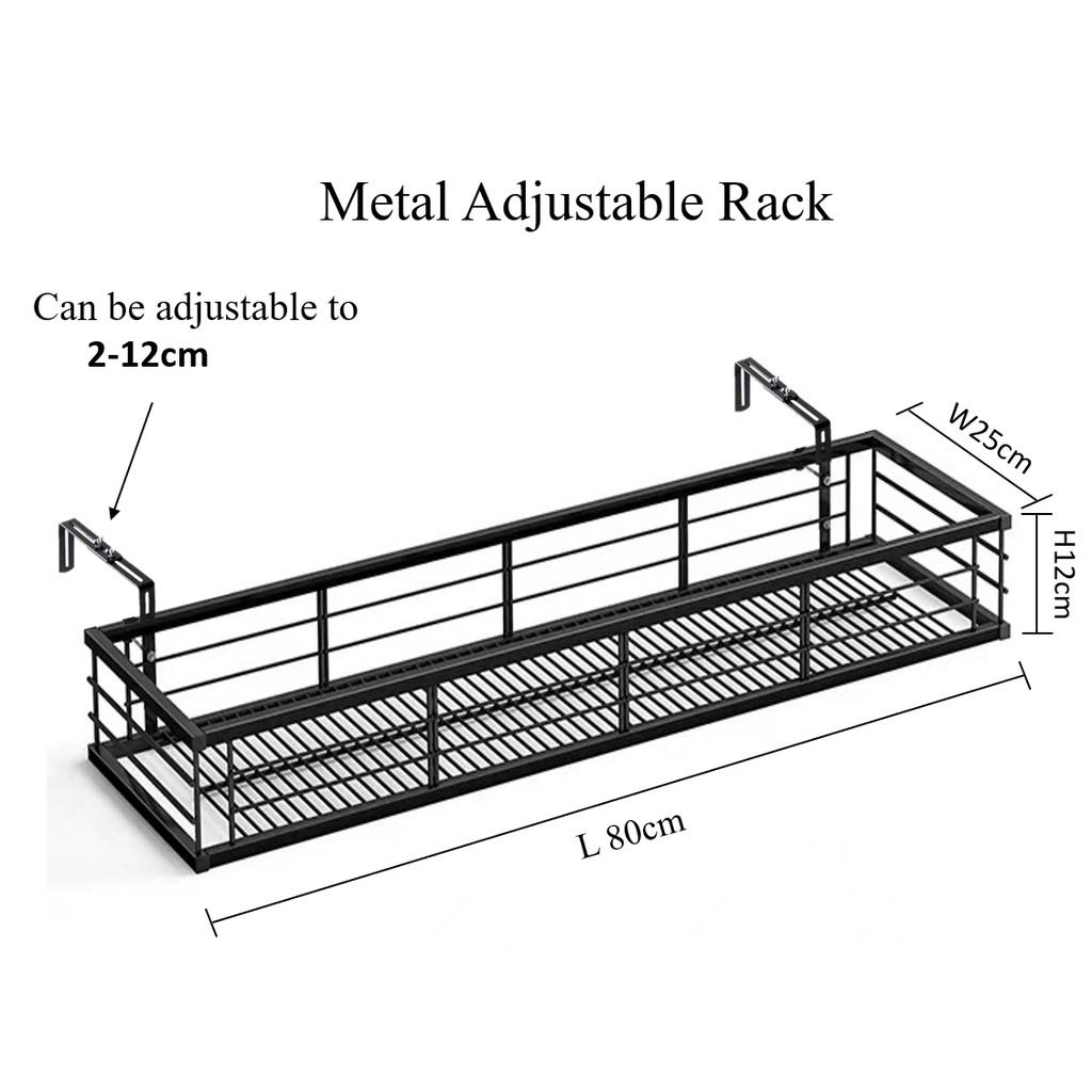 Adjustable Stainless Steel Rack Balcony Railing Flower Rack Hanging ...