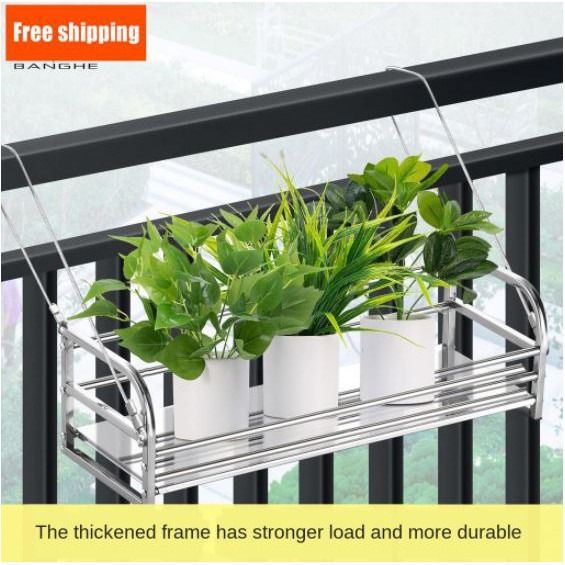 Adjustable Stainless Steel Rack Balcony Railing Flower Rack Hanging ...