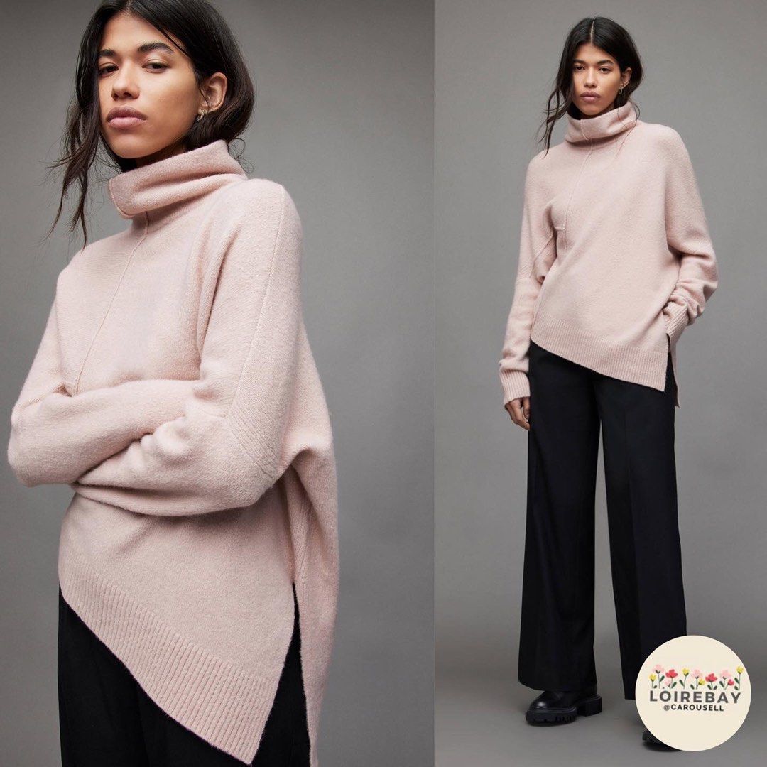 Allsaints lock roll neck wool blend jumper turtleneck sweater