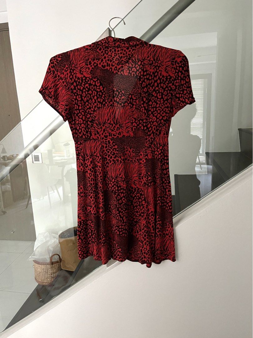 Asos red leopard dress top