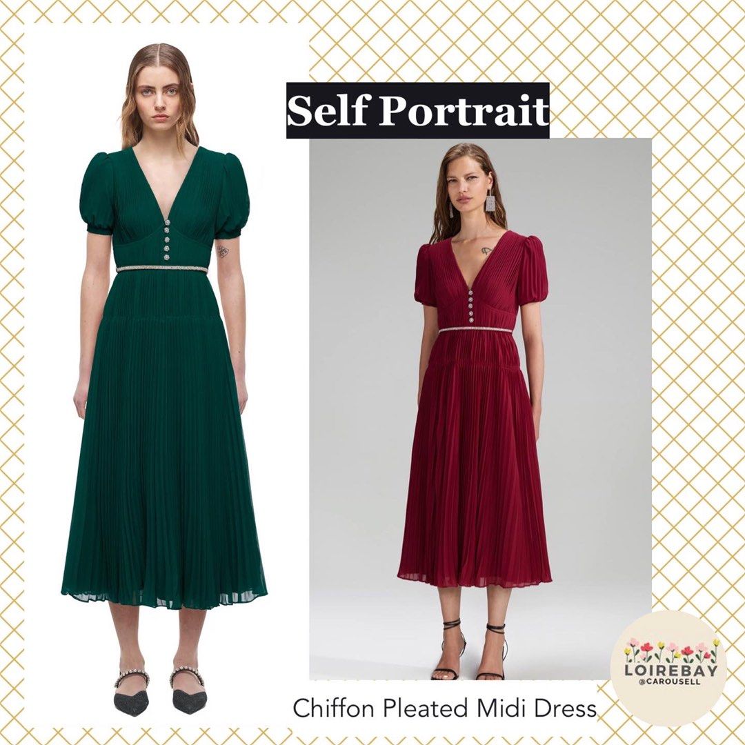 Chiffon pleated hotsell midi dress