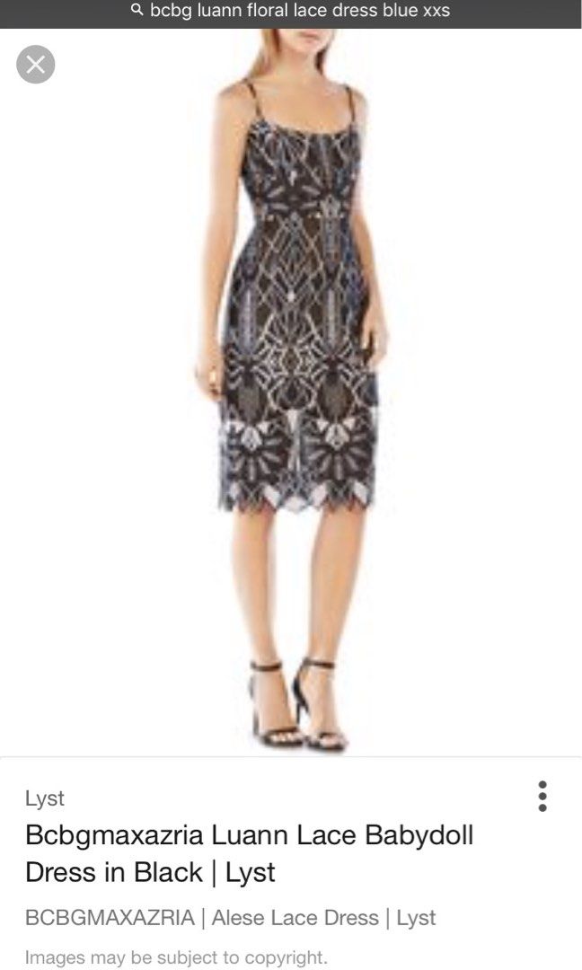 Bcbg luan lace babydoll dress in black